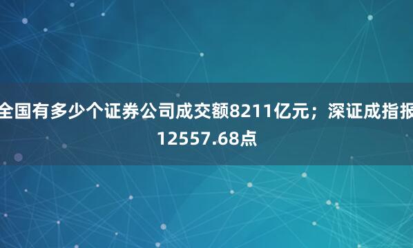 全国有多少个证券公司成交额8211亿元；深证成指报12557.68点